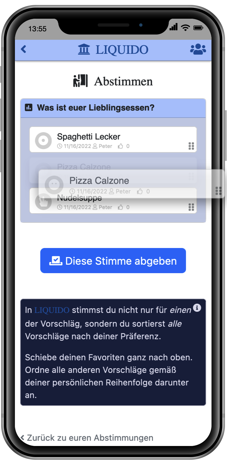 Cast vote screenshot